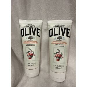Set Of 2 KORRES Pure Greek Olive Body Cream Peach Blossom, - New and Sealed